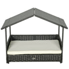 PawHut Extendable Rattan Dog House with Roof - Cream White-Constructed of steel with all-weather PE rattan with top roof, UV and water-resistant, suitable for all kinds of weather 