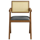 Modway Thera Vegan Leather Cane Dining Armchairs - Walnut/Black - 2 Pack-9