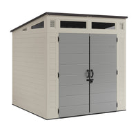 Suncast Modernist Storage Shed - 7' x 7' - Vanilla/Dove Grey-Multi wall, resin panels are engineered for strength and durability.