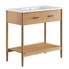 Modway Zaire 36" Bathroom Vanity - Natural/White-MDF and Rubberwood