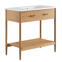 Modway Zaire 36" Bathroom Vanity - Natural/White-MDF and Rubberwood