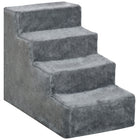 PawHut 4-Step Pet Stairs - Light Grey-Help prevent pet injuries caused by jumping on furniture with our pet-friendly stairs 