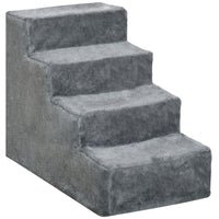 PawHut 4-Step Pet Stairs - Light Grey-Help prevent pet injuries caused by jumping on furniture with our pet-friendly stairs 