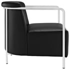Modway Ebb Upholstered Vinyl Lounge Chair - Black-Padded vinyl seat and back