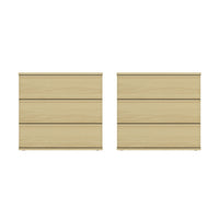 Manhattan Comfort Molly 26" Modern Nightstand 2-Piece Set - Natural Oak-Modern Nightstand for Bedroom and Living Room Use. Set of 2