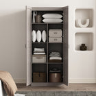 Manhattan Comfort Cornelia 29.61" Modern 7-Shelf Storage Closet - Grey-90° open door design with European soft-close hinges for smooth, quiet use