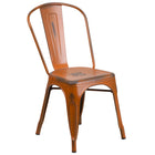 Flash Furniture Distressed Metal Indoor-Outdoor Stackable Chair - Orange-500 lb. Weight Capacity