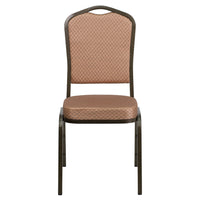 Flash Furniture HERCULES Series Crown Back Stacking Banquet Chair in Gold Diamond Patterned Fabric - Gold Vein Frame-Multipurpose Banquet Chair