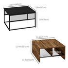 HOMCOM Nesting Tables with Storage Mesh Shelves - Rustic Brown - 2 Pack-Solid black steel frame for added beauty and stability
