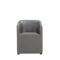 Manhattan Comfort Anna Round 23.23" Modern Faux Leather Upholstered Dining Armchair - Pewter-Modern Dining Chair for Dining Room and Task Use