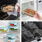 Bentgo Glass Leak-Proof Glass Food Storage 4-Piece Set - Soft Aqua-Stack the two containers in the fridge for space-saving storage