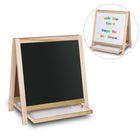 Crestline Magnetic Table Top Easel White Dry Erase/Black Chalkboard - 19.5" H x 18" W-Framed wooden easel features a white magnetic dry-erase surface on one side and a black chalkboard on the reverse.