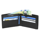 Club Rochelier Men's Slim Wallet with Zippered Pocket - Black-Genuine Leather