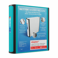 Staples Better Binder - 2" - Teal-Longer lasting, easier to use