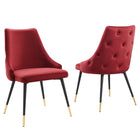 Modway Adorn Performance Velvet Dining Side Chair - Maroon - 2 Pack-Vintage Modern Accent Dining Chair