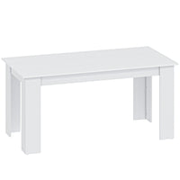 HOMCOM 63" Modern Dining Table with Wood Effect - White-Sleek melamine-faced wood grain finish with light water resistance for daily use