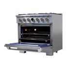 Kucht 36" KXP Series Dual Fuel Range Propane Gas - Stainless Steel-Heavy duty cast-iron cooking grates for serious heat allow movement of cookware from 1-burner to another without lifting