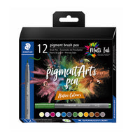 Staedtler Pigment Arts Brush Pen - Nature Colours - 12 Pack-Colour stays true on a wide range of surfaces, even after long exposure to light