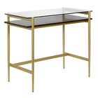 Hudson&Canal Eaton 36" Desk - Brass/Walnut-A mid-century modern design for your entryway, living room, den, and more