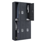 Ceha RH Series 2-Tier Locker with Louver Vents and Recessed handle - Bank of 3 - Graphite Grey-Convenient name plate holder on door