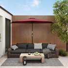 Outsunny Half-Round Patio Umbrella with Crank and 5 Ribs - 9' - Wine Red-Polyester cloth can supply sun protection
