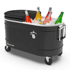 Permasteel 80 qt Rolling Cooler - Black-Bottle opener 