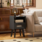 HOMCOM Modern NightStands with Charging Station - Black - Set of 2-Pine legs provide a robust and stable foundation