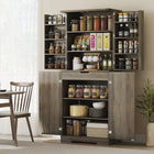 HOMCOM 72" H Farmhouse Kitchen Pantry Cabinet - Light Ivory Grey-A concealed inner drawer neatly stores cutlery while maintaining a clean look 