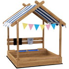 Outsunny Outdoor Sandbox with Cover for Backyard - Brown-Made of fir wood with a smooth surface . 