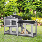 PawHut 62" Wooden Rabbit Hutch with Wheels, Run Box, Tray, Ramp and Light - Grey-Steel wire fencing to provide ventilation 