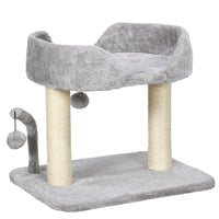 PawHut Cat Tree Tower Condo with Sisal Scratching Posts - Light Grey-Sisal scratching posts, so pets can dig and claw 