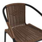 Flash Furniture Dark Brown Rattan Indoor-Outdoor Restaurant Stack Chair-Black Powder Coated Frame Finish