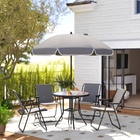 Outsunny Patio Dining Set with Umbrella - Folding Outdoor Patio Set - Grey-Fully reclinable to provide better relaxation