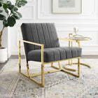 Modway Inspire Channel Tufted Performance Velvet Armchair - Charcoal-Performance Velvet Polyester Upholstery