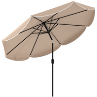 Outsunny Round Market Patio Umbrella with Valance - 9' x 9' - Khaki-Enjoy ample shade under the 104.3 in canopy with a chic 5.9 in ruffle