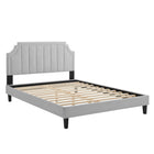 Modway Sienna Performance Velvet Full Platform Bed with Black Wood Legs - Light Grey-Full Platform Bed