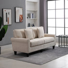 HOMCOM Modern 3-Seater Corduroy Sofa Couch with Rolled Armrest - Beige-Rolled Arms add a touch of high end taste to your house   
