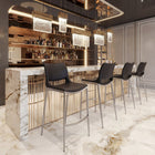 Zuo Ace Barstool - Black/Silver - Set of 2-Dimensions: 21.7" L x 20.9" W x 40.9" H