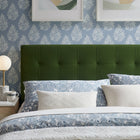 Modway Lily Stain-Resistant Performance Velvet Full Size Headboard - Moss Green-Dense Foam Padding