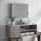 HOMCOM Wall Mount Medicine Cabinet with Mirror and Two Doors - Grey-Colour: Grey  