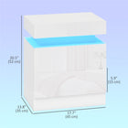 HOMCOM Nightstand with LED Lights- White - Set of 2-Two spacious drawers for lots of storage space