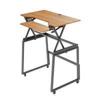 Rocelco 40" Deluxe Adjustable Height Desk Riser and Floor Stand Bundle - Teak/Black-STANDING DESK BUNDLE: Includes the 40" Standing Desk Converter  (DADR-40) and Deluxe Mobile Floor Stand (DADRB-FSM) to convert desk riser into a full rolling sit to stand desk