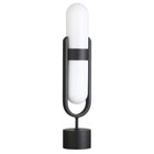 Hudson&Canal Blair Pill-Shaped Table Lamp with Milk Glass Shade - Blackened Bronze/White-Mid-century style for your living room, office space, bedroom, or reading nook