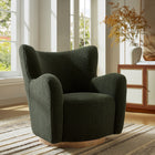 Modway Montrose Wingback Sherpa Swivel Accent Chair - Fern Walnut-Wire Brush Wood Base