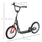 Aosom Youth Street Kick Scooter with 16'' Inflatable Wheel Dual Brakes - Black-Wide textured foot deck anti-slip and help to maintain balance 