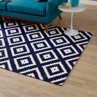 Modway Alika Abstract Diamond Trellis Area Rug - 8 ft W x 10 ft L - Ivory/Navy-Protect Floors From Traffic/Furniture
