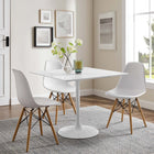 Modway Lippa 36" Square Wood Dining Table - White-Chip-Resistant Metal Pedestal Base
