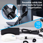 ShoppingAll Under Desk Cable Organizer Tray Wire Management Rack with 10 Cable Ties - Black - 2 Pack-8