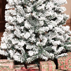 HOMCOM 7.5' Pre-Lit Snow-Flocked Christmas Tree - Green-No controller included 