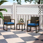 Outsunny 3-Pieces Wicker Patio Furniture Set - Dark Blue-Steel frame wrapped in UV-resistant PE wicker boosts durability 
